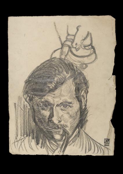 N°450. Autoportrait, 1932-34. Fusain et crayon sur papier Ingres. H.320 ; L.246. Non signé. Cachet de l'atelier de l'artiste en bas à droite.   © DP 